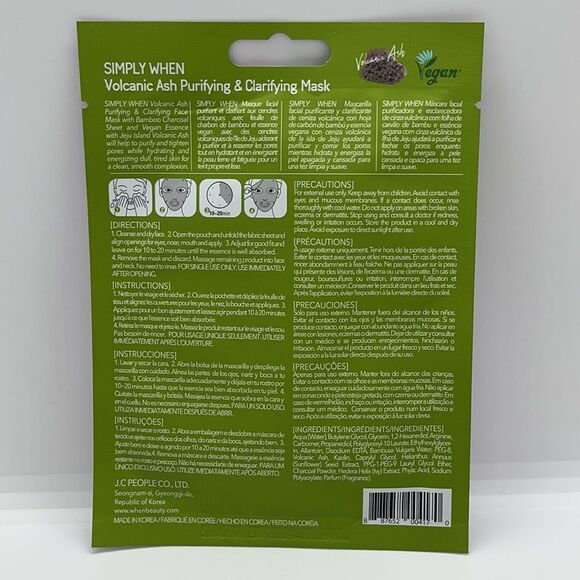 NWT Simply When Volcanic Ash Purifying Sheet Mask - Picture 3 of 3